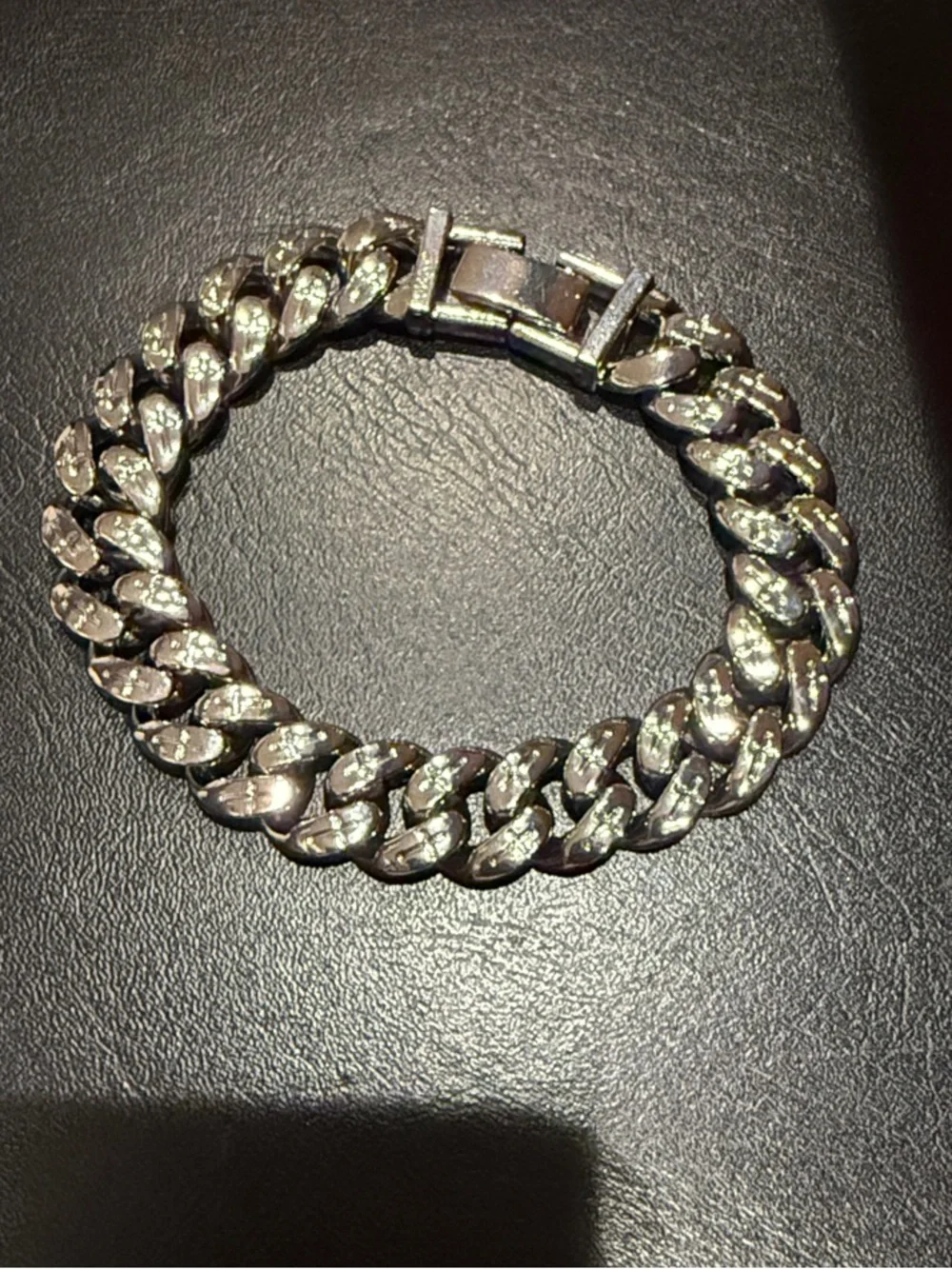 Men's White GF Cuban Link Chain Bracelet - 8”